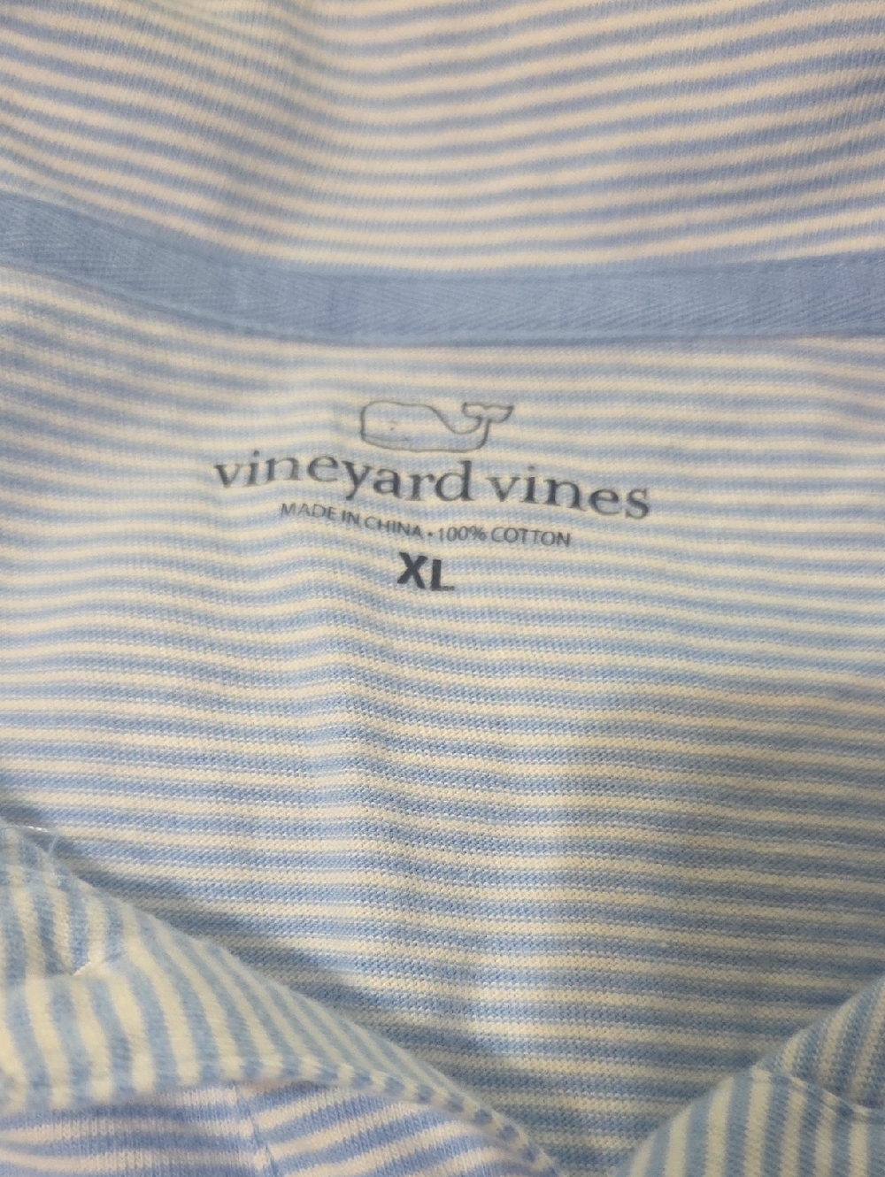 XL Vineyard Vines Blue & White Thin-Stripe Polo - Picture 2 of 3